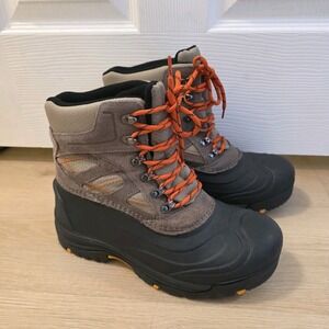 Khombu Black Brown Suede Lace Up Outdoor Ankle Ranchero Snow Boots Size 10M